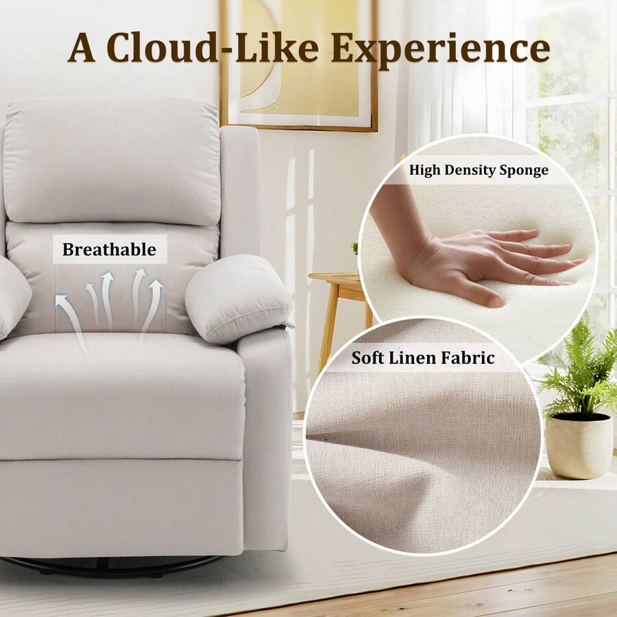 Recliner Chair, 360 Swivel Rocker Chair For Adults, Small Rocking Recliner Chair For Small Spaces, Upholstered Fabric Glider Recliner Nursery Chair With Side Pockets For Living Room, Nursery,Multiple Colors Recliner Chair, 360 Swivel Rocker Chair For Adults, Small Rocking Recliner Chair For Small Spaces, Upholstered Fabric Glider Recliner Nursery Chair With Side Pockets For Living Room, Nursery,Multiple Colors