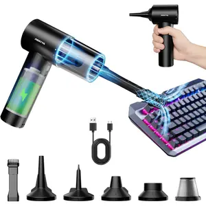2026 REIKIYA Car Vacuum Cleaner Portable Cordless 14000PA Compressed Air Duster 150000RPM Blower for Keyboard Computer Cleaning with LED Light& 7800mAh Battery, Inflator Pump for Balls Inflatable Mattress