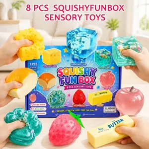 8PCS Squishy Stress Relief Toy Set | Slow Rising Soft PU Squeeze Fidget Toys Bundle | Sensory Stress & Anxiety Relief Toys for Adults & Kids | Party Favor Gift Pack