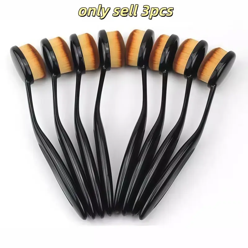 3-Piece Oval Foundation Brush Set, Soft High-Density Bristles, Ergonomic Handle, Smooth Application, Ideal for Daily Makeup & Bloggers