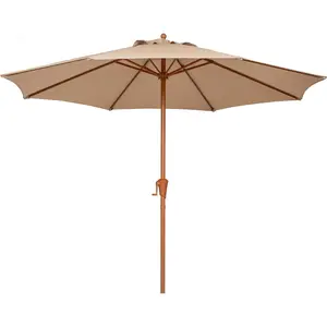 9FT Outdoor Patio Umbrella, Market Table Umbrella with 8 Sturdy Ribs and Crank System, Fade-resistant & Waterproof for Garden Backyard Poolside Deck