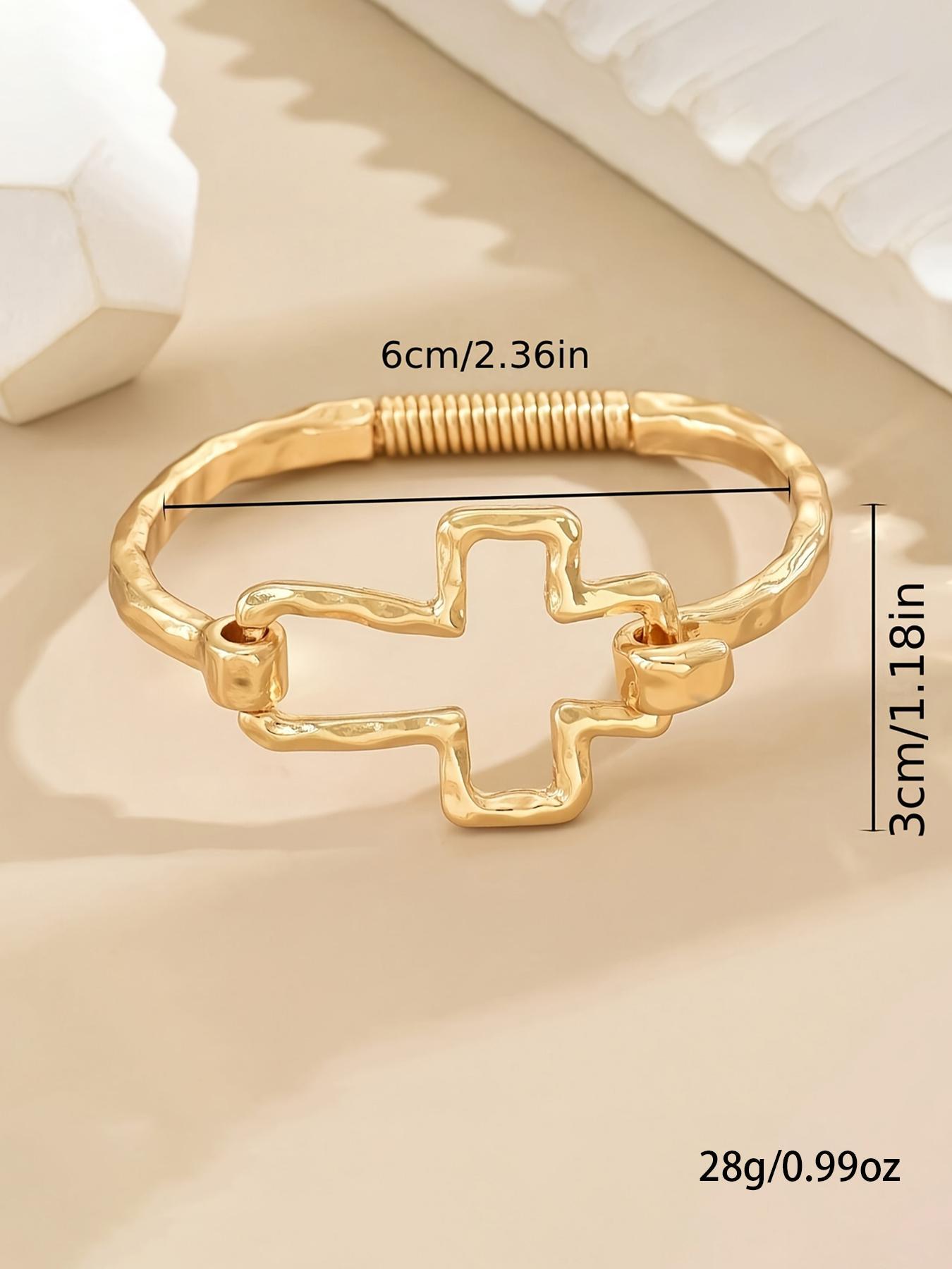 Women's Cute Cross Design Bangle Bracelet, Cross Charm Bangle, Fashion Jewelry for Party, Daily Clothing Decor, Trendy All-match & Exquisite Jewelry for Birthday Gift, Trendy Bangles, Cross Bracelets