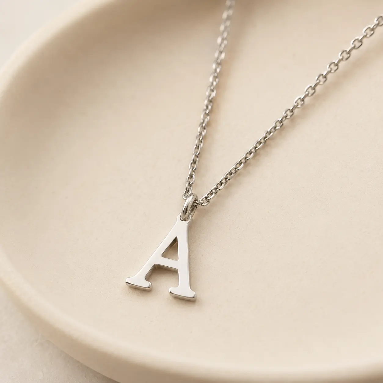 Initial Letter Pendant Necklace for Women, Polished Alphabet Charm Necklace, Adjustable Chain, Gold Tone or Silver Tone
