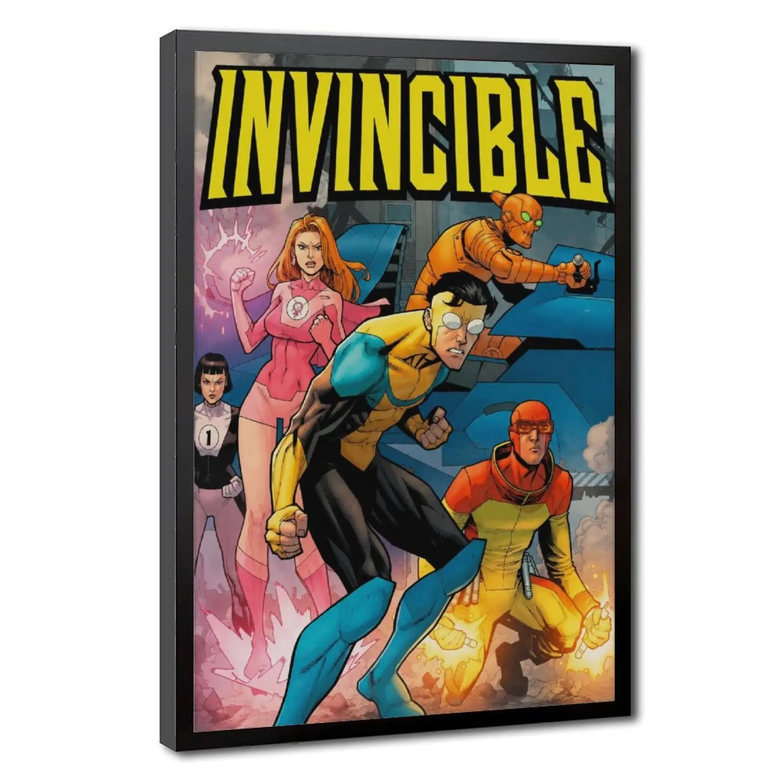 Invincible Superhero Anime Cover Canvas Print, Classic Cartoon Cover Wall Art, Suitable for Fans' Bedroom, Game Room, Study Wall Hanging Ornament