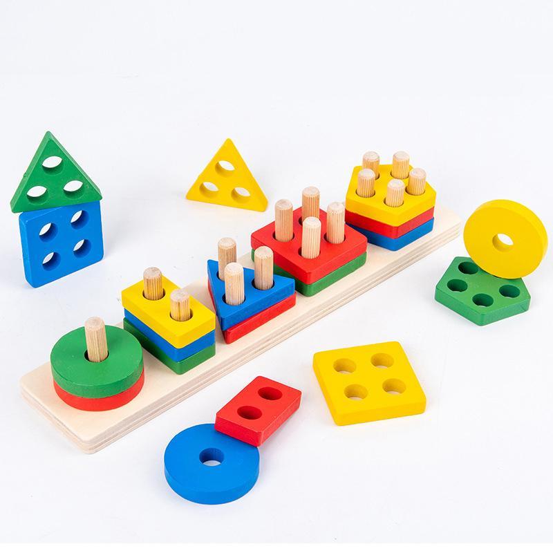 Wooden Shape Sorter Toy, Shape Matching Montessori Toy for Fine Motor Skills & Shape Recognition, Interactive Learning Toy for Home School