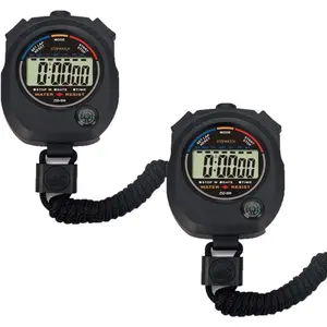 2 Pack Multi-Function Electronic Digital Sport Stopwatch Timer, Large Display with Date Time and Alarm Function,Suitable for Sports Coaches Fitness Coaches and Referees
