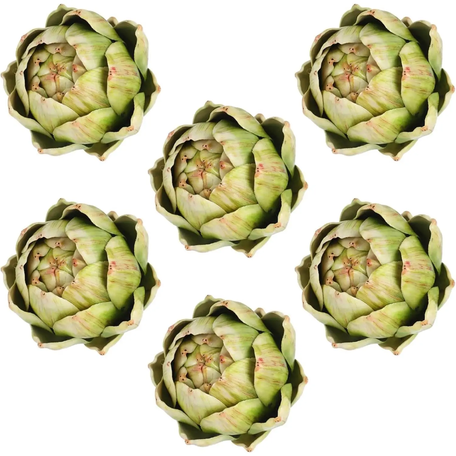 6 Pcs Large Green Realistic-Look Polyethylene Artificial Artichoke Set, Decorative Fake Vegetable Props for Summer Kitchen, Wedding Bowl Decorations