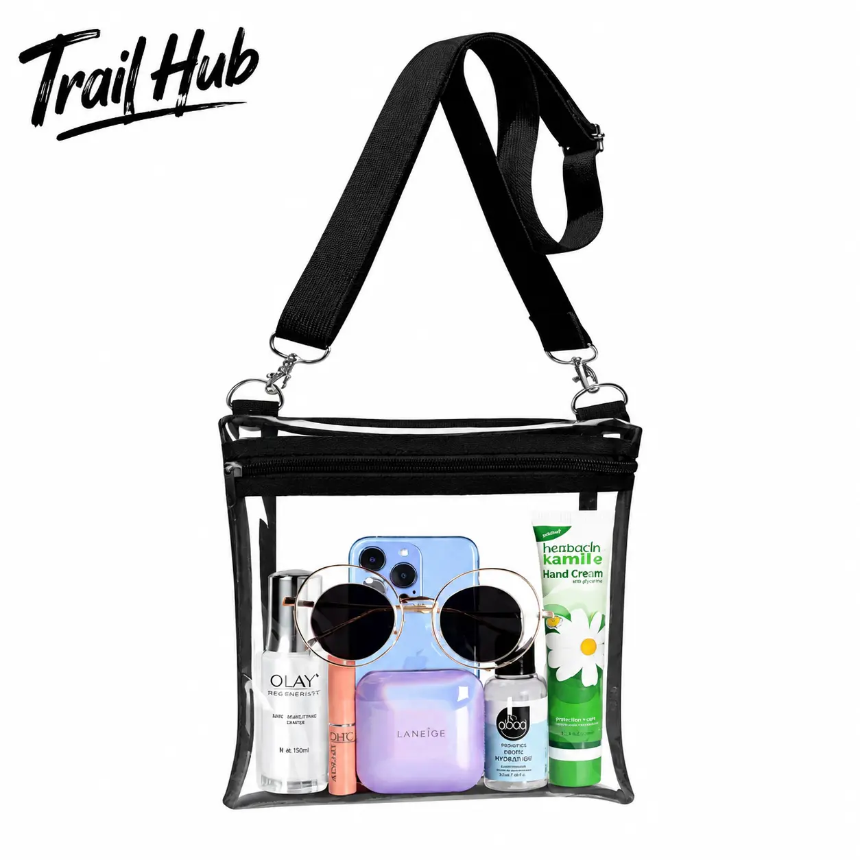 Women's Lightweight Transparent PVC Jelly Crossbody Bag - Messenger Look, Travel Ready, Stadium & Everyday Use, Subhead Design, Durable Factory-Fresh Construction