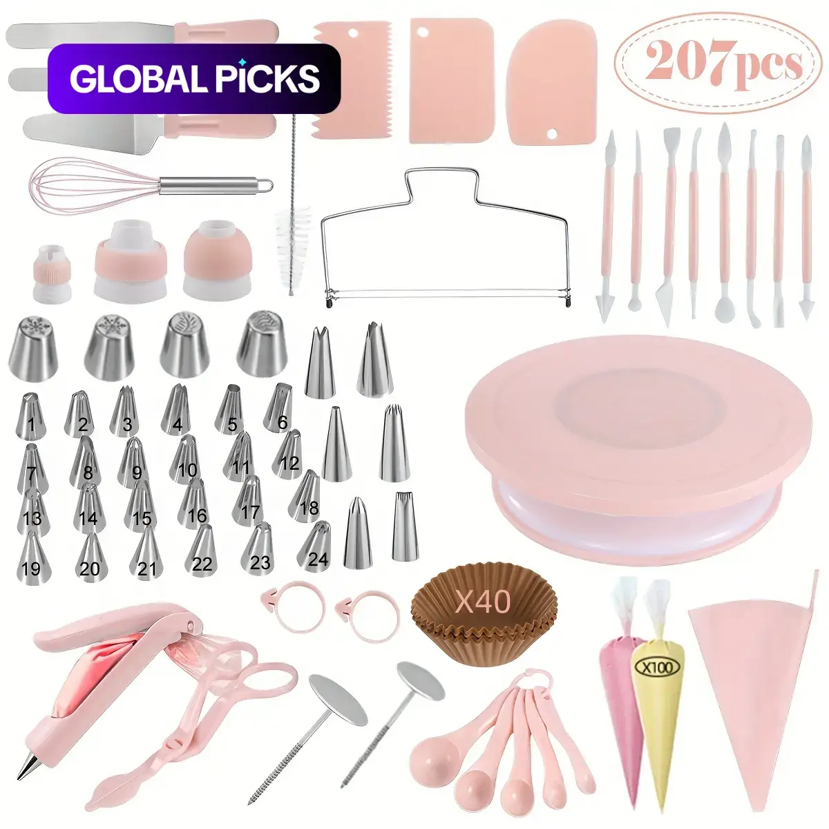 Cake Decorating Tool Set, 36/69/109/207 Pcs Pastry Decorative Kit, Cream Cake Decoration Pastry Kit, Baking Accessories and Pastry Tools, Cake Decorating Supplies for Bakers #GLOBAL PICKS