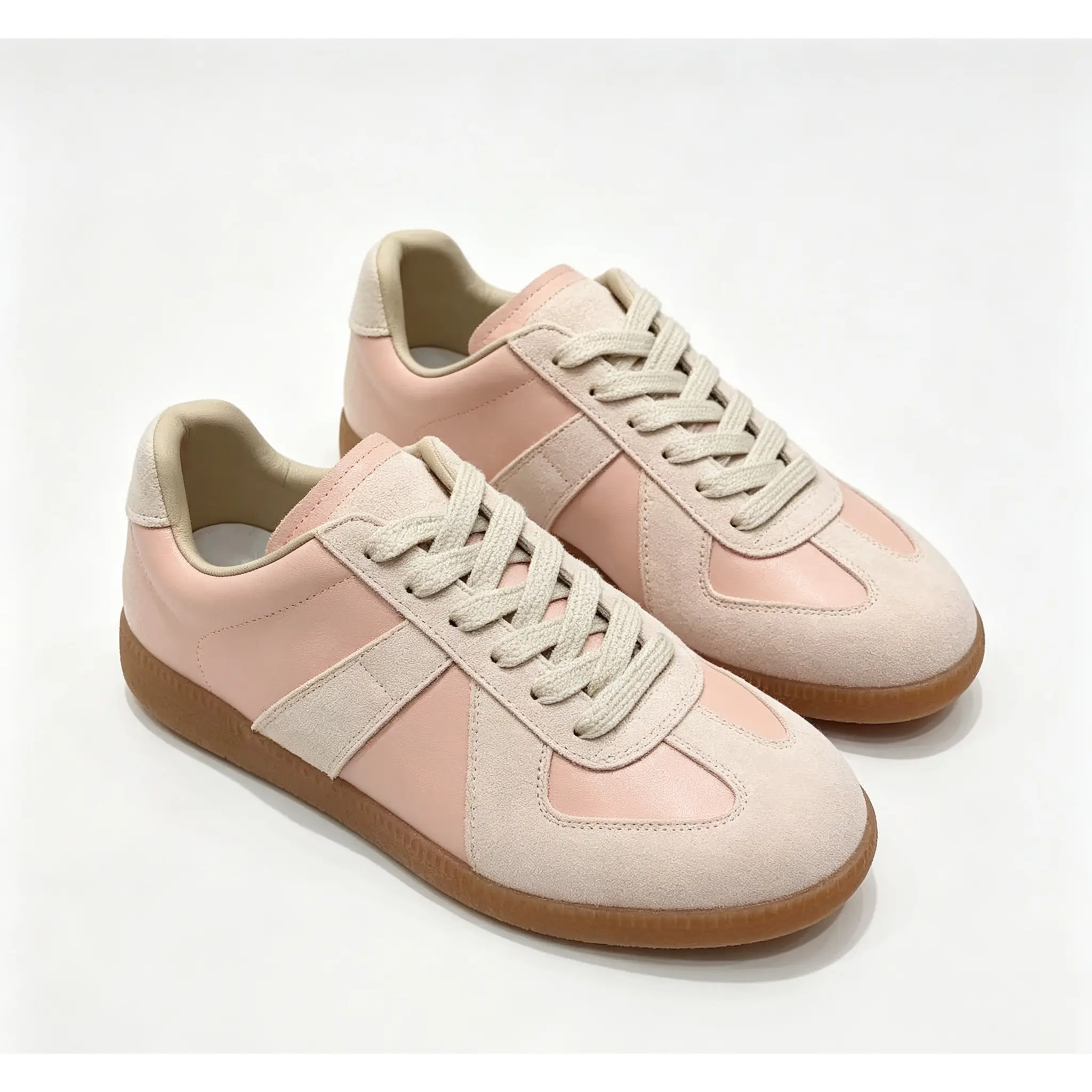 Women's Vintage Low Top Closed Sneakers - Suede & Leather Patchwork, Lace Up, Classic Gum Outsole, Athletic Sports Footwear for Daily Wear, Walking Shoes, Street Fashion Trainers, Sports Shoes