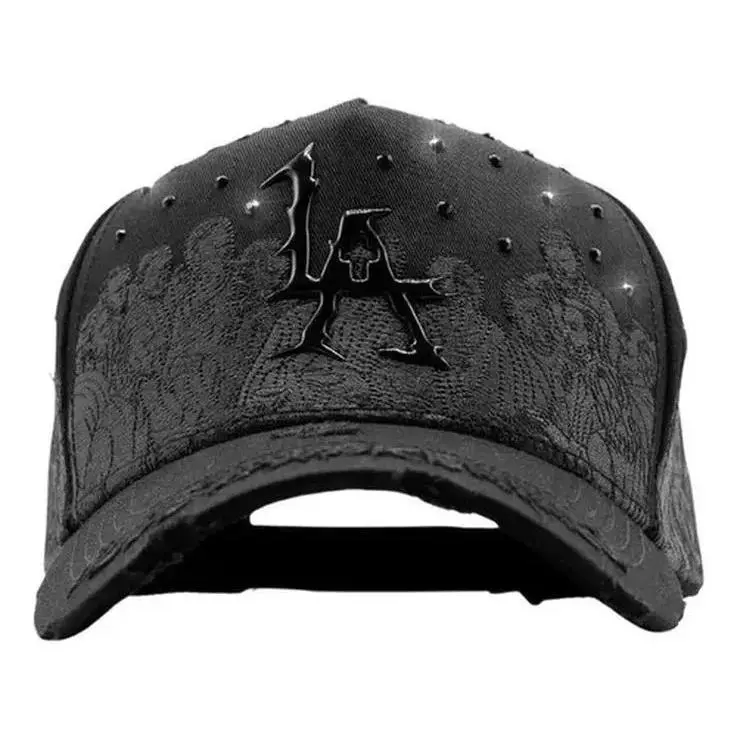 2026 Awakenings The Last Supper Premium Streetwear Snapback – Black Adjustable Unisex Hat for Men & Women with Tonal Embroidered Last Supper Artwork, Glossy Gothic LA Monogram, Studded Details, Breathable Mesh Panels, and Bold Luxury Urban Style Unique