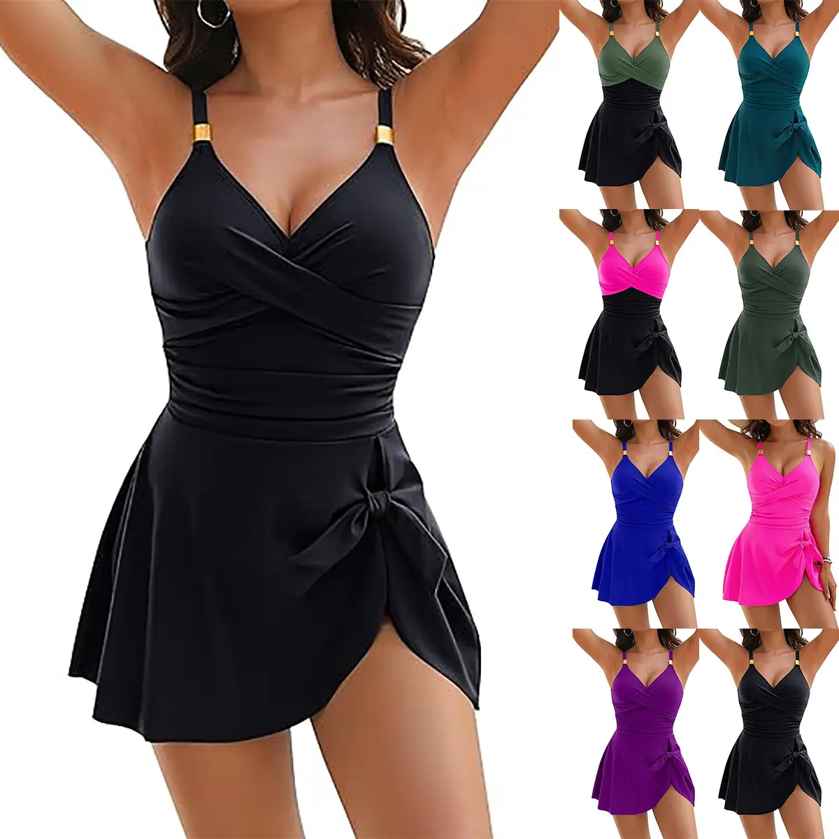 2026 new swimsuit European and American belly cover and thin one-piece swimsuit female Amazon spot European and American Beachwear Swimdress Beachswimsuits