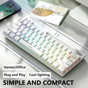 Aula F3061 Mini Wired Keyboard, Plug and Play, 61 Keys, Cool Lighting, Portable Lightweight, Suitable for Desktop and Laptop, Membrane Keyboard