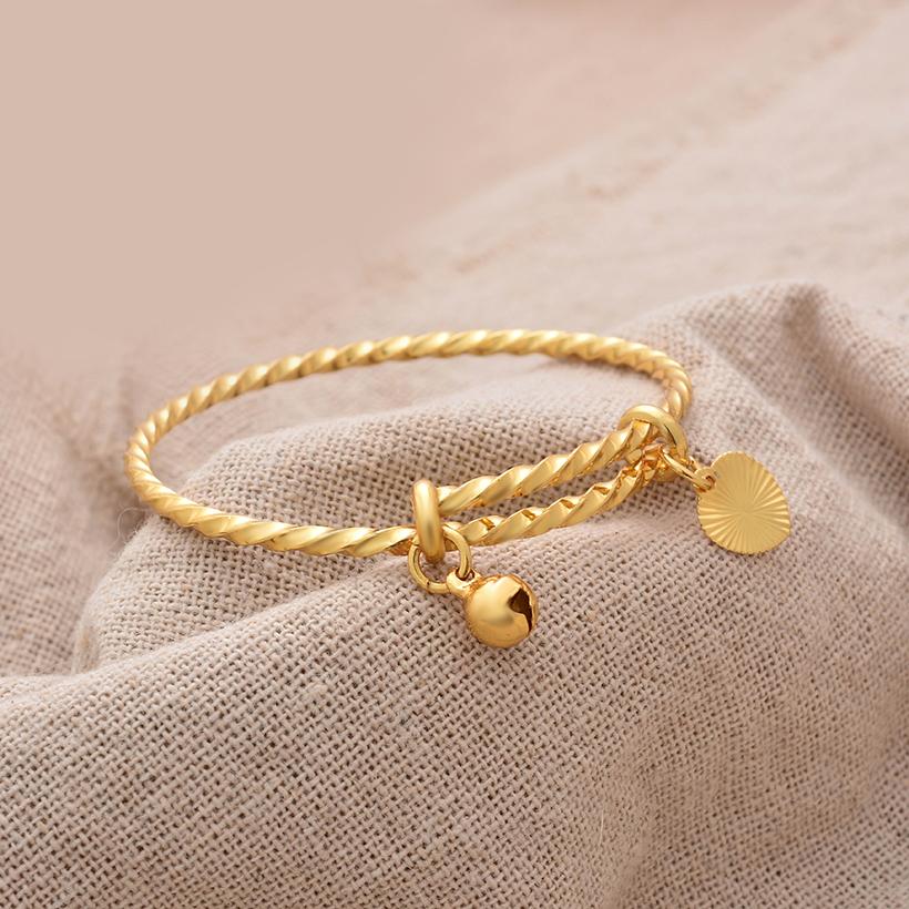 Gold Color Bangle for Girls/Baby/Kids Charm Gypsophila Bracelet Small Bell  Heart Jewelry Child Christmas Gifts