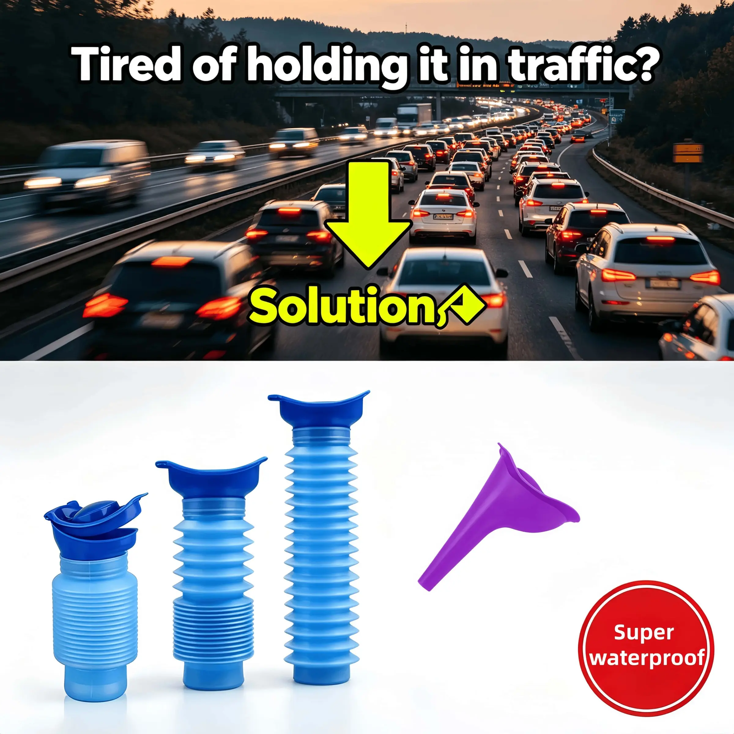 Collapsible Silicone Female Urinal Leakproof Stand-Up Pee Funnel Portable Emergency Urination Device Reusable Women Urine Bottle for Car Travel Camping Road Trip Hiking Outdoor, Travel Accessory, Bag & Box Package Available