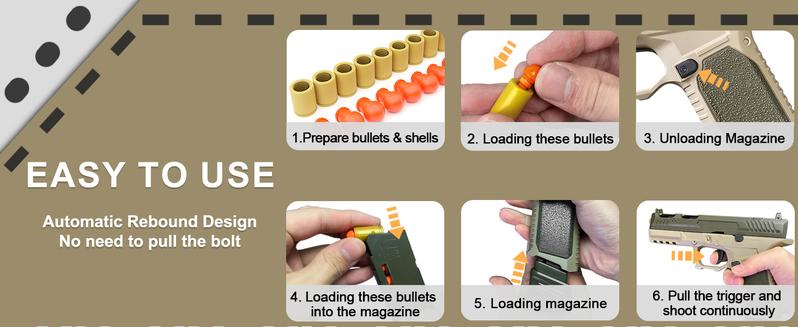 Automatic Shell Ejecting Toy Gun Pistol, Soft Bullet Toy Gun for Boys, Education Model Realistic Toy Pistol Shooting Game Toys Gifts Christmas Birthday for Kids 8+