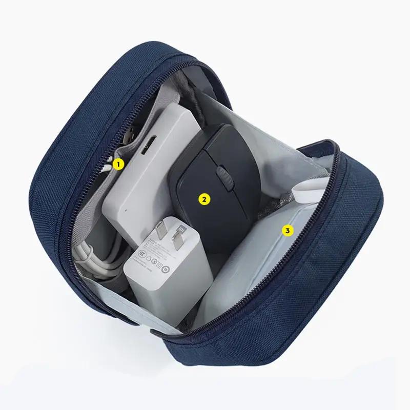 Oxford Travel Cable Bag Shockproof Multi-layer Charger Data Cable USB Bag Organizer Solid Color Electronic Accessory Storage Bag