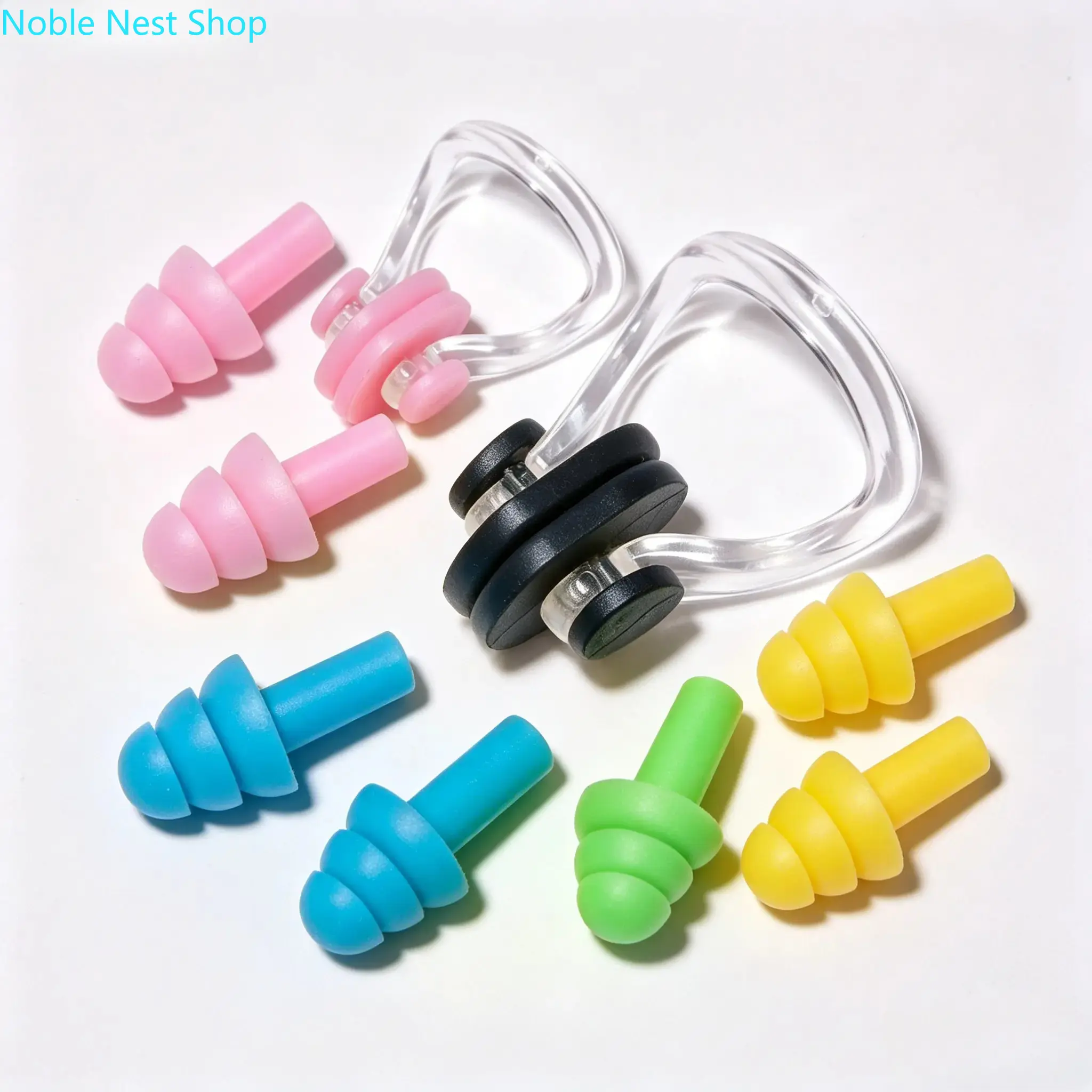 5Pcs Soft Silicone Swimming Nose Clips, Universal Anti-Skid Anti-Choking Swim Training Gear for Adults & Kids, Comfort Reusable Pool Accessories to Block Water from Nose