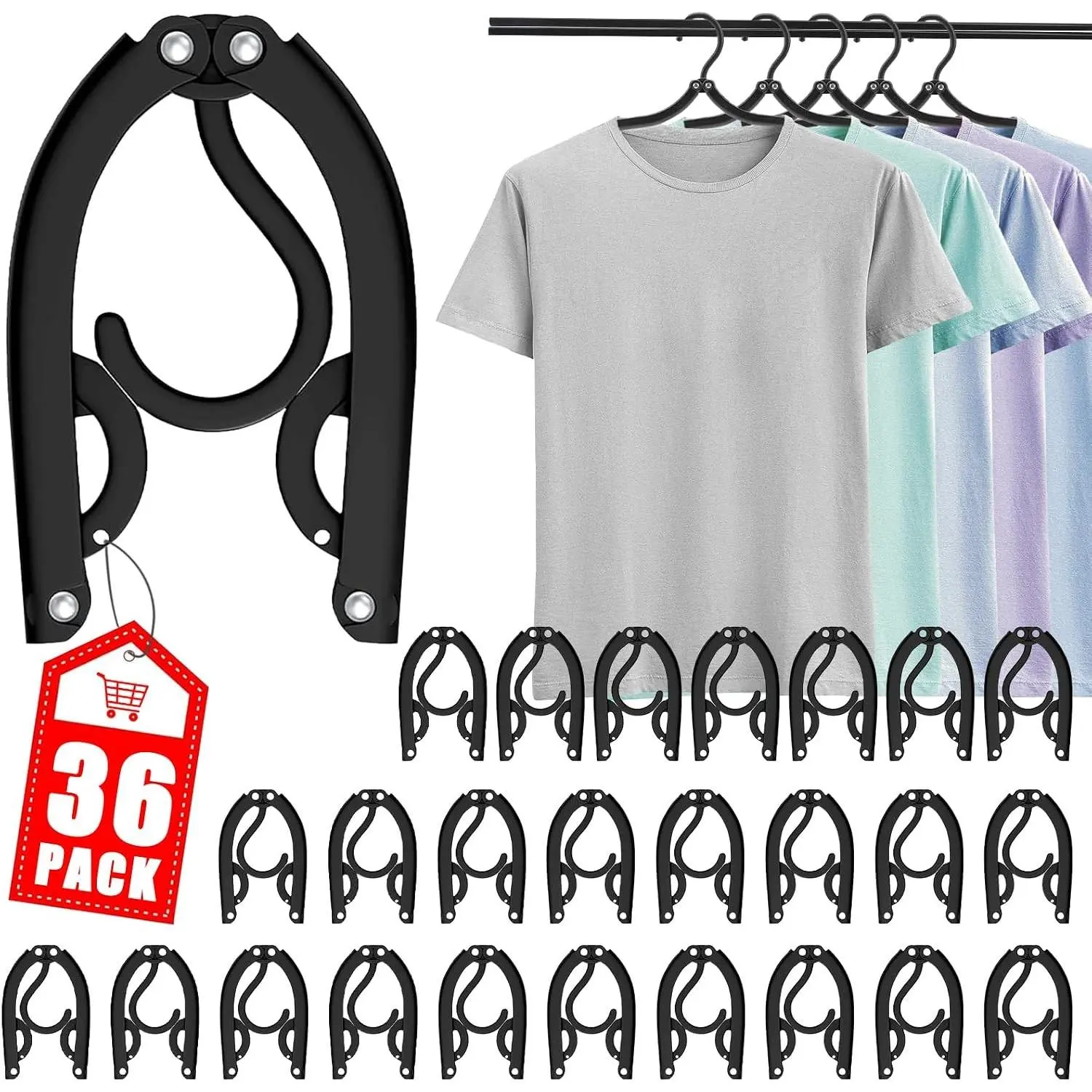 36 PCS Travel Hangers - Cruise Ship Essentials Portable Folding Clothes Hangers Travel Essentials Foldable Clothes Drying Rack for Travel (Black)