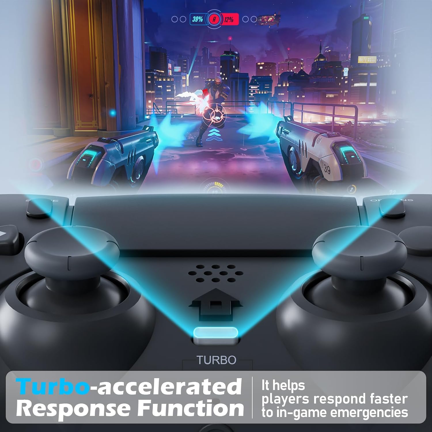 Controller for PS4 with 2 Macro Buttons, 3.5mm Audio and Turbo Function, 6-Axis Motion Control, Dual Vibration, Gamepad Joystick for PS-4, Compatible with PS-4, Slim, Pro