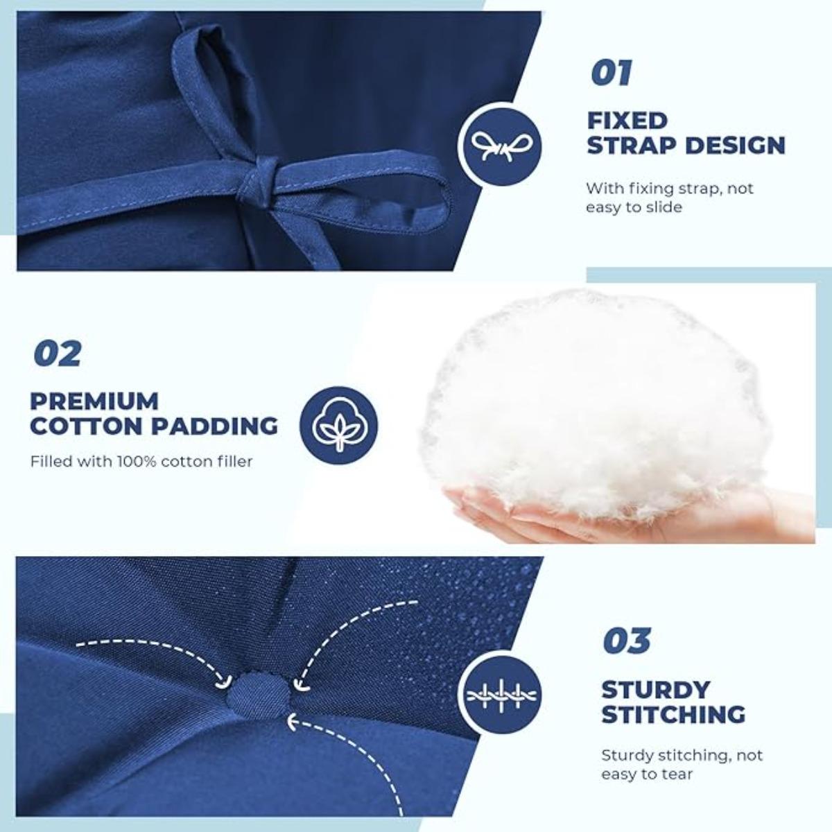 Outdoor/Indoor High Back Chair Cushion, Waterproof Outdoor Rocking Chair Cushion with Ties, Tufted Replacement Seat Cushions for Outdoor Furniture, Navy