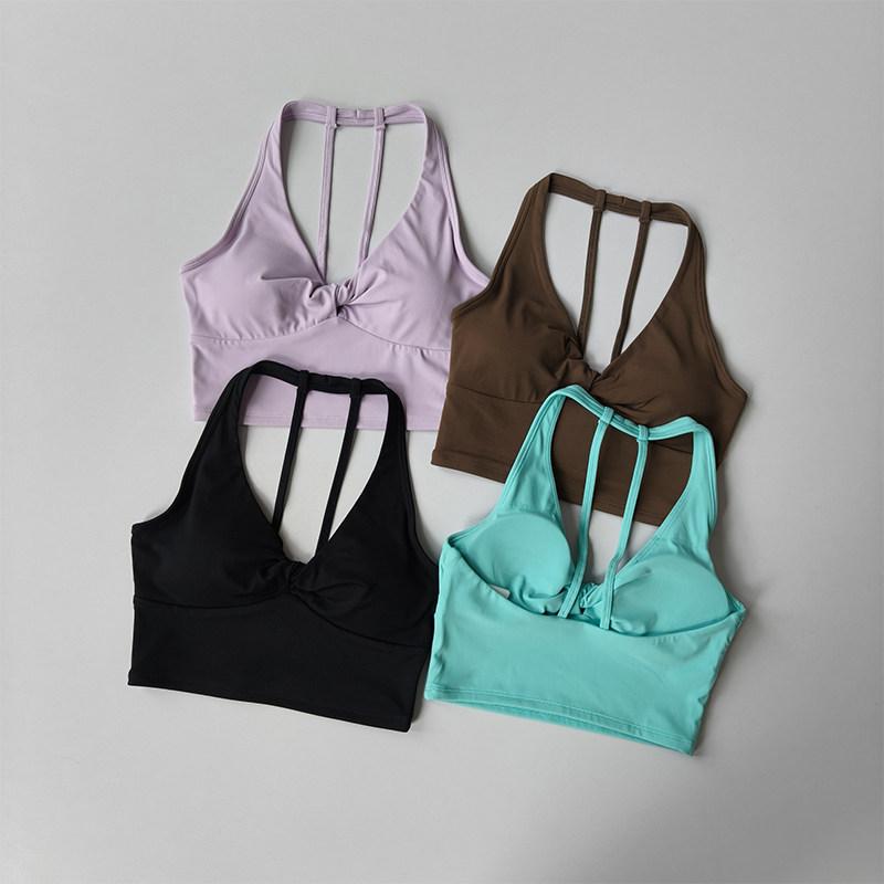 New Sports Bra Women's Fixed Push-up Twist Pilates Yoga Clothing Gym Beautiful Back Running Fitness Training Yoga Vest Tops