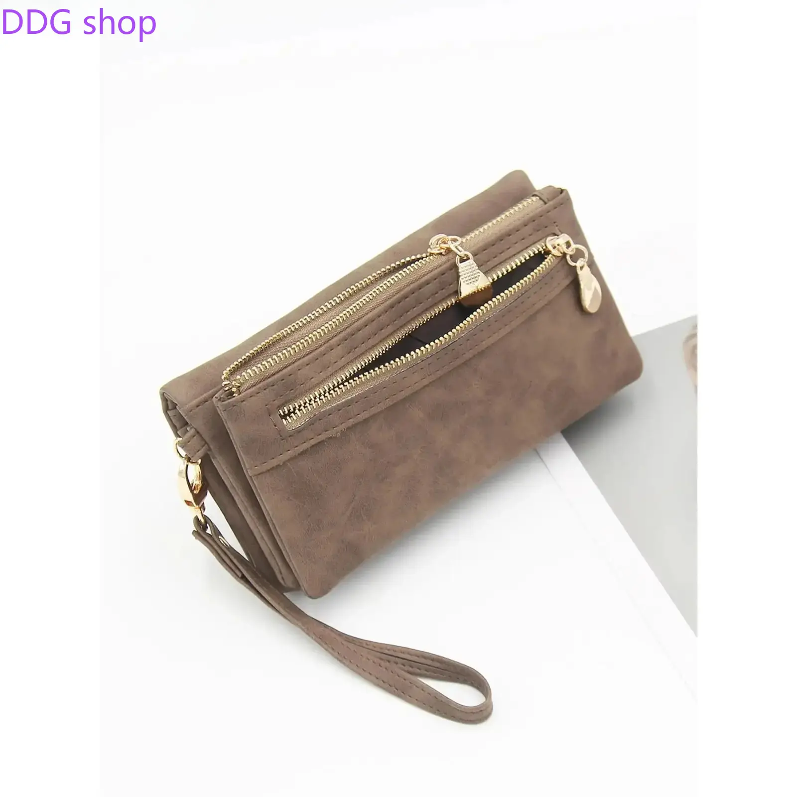 Women’s Solid Color Double Zipper Long Wallet, Silky Soft Comfortable PU Leather Clutch Wristlet Purse, Elegant Multi‑Functional Fashion Accessory for Women’s Daily Commuting Use
