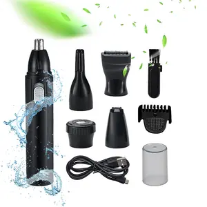 Portable 5-in-1 electric nose hair trimmer with 450mAh USB rechargeable battery for long battery life, suitable for men's - household car use