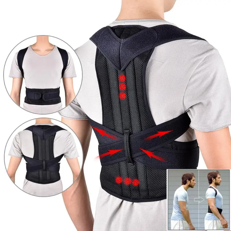 Adjustable Back Brace Posture Corrector with Support Strips - Invisible Wearable Posture Strap, Hunchback Aligner for Back Pain Relief (For Men, Women; Sports & Outdoor, American Football Use)