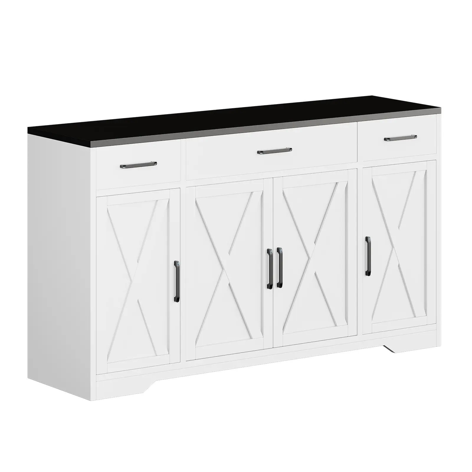 55" Large Size Farmhouse Buffet Sideboard Cabinet - 3-Drawer Indoor Storage Organization Furniture, Entryway Storage Cabinet for Living Room Hallway, Buffets Sideboard Cabinet, Kitchen Storage Cabinet