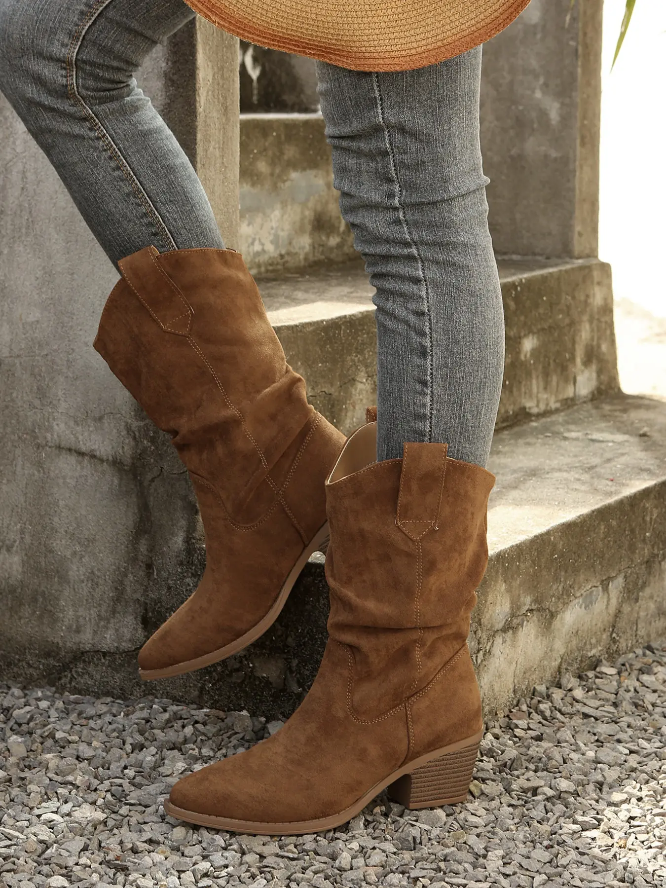 Women's Western Cowboy Boots, Ideal Festival Shoes, Comfortable Walking Shoes for Girls, Versatile Fashion, All Seasons