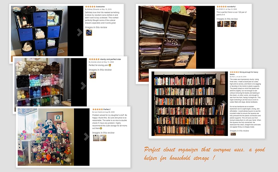 6-Cube Storage Organizer, Closet Organizer Storage Cabinet Shelf Bookcase Bookshelf with Metal Hammer, Storage Cubes Organizer Cabinet for Kids, Closet, Bedroom, Bathroom(11.8x11.8x11.8 inch)Black