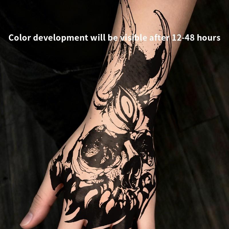 1pcs Dark Thorn Cross Angel Herbal Juice Tattoo Sticker Gothic Sexy Hot Girl Temporary Tattoo on Chest Waterproof Durable Fake Tattoo for Men and Women Halloween Party Gift Y2K