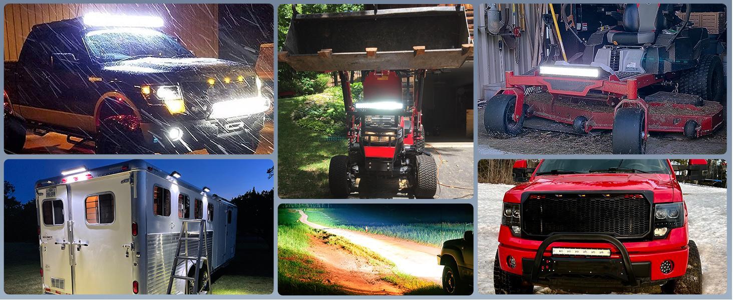 Nilight 20 Inch 420W Triple Row Flood Spot Combo Led Light Bar 4PCS 4Inch 60W LED Pods Driving Boat Lights Led Off Road Trucks Lights