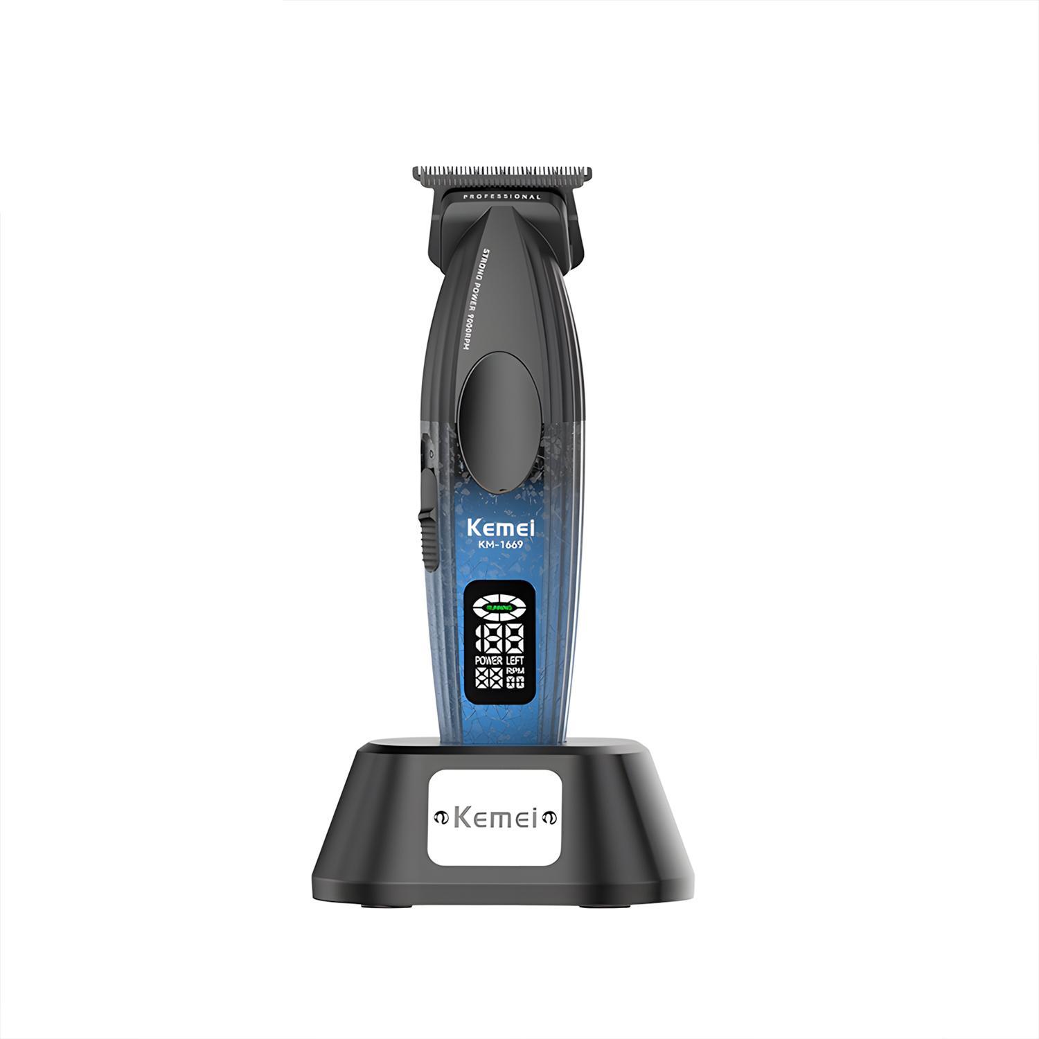 Kemei KM-1669 9000RPM High Power Wireless Professional Barber Machine, Hair Clipper Trimmer with Charging Stand, Hair Trimmer for Men