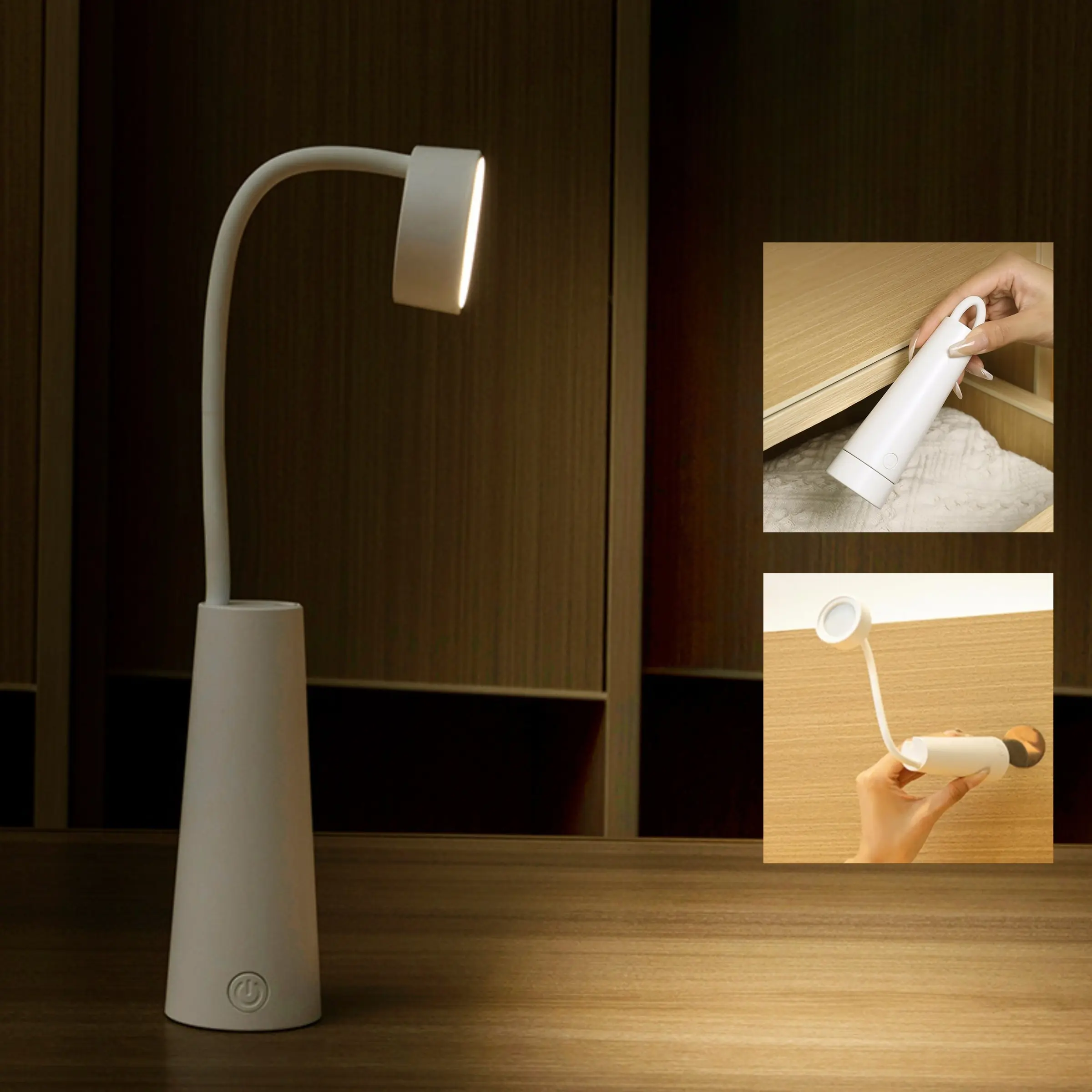 Multifunctional Magnetic Flexible Flashlight and Desk Lamp, 3 Colors Light and Stepless Dimming, Flexibly Adjustable Lamp Head, USB Rechargeable Creative Night Light, Suitable for Bedroom, Living Room, Studying and Reading