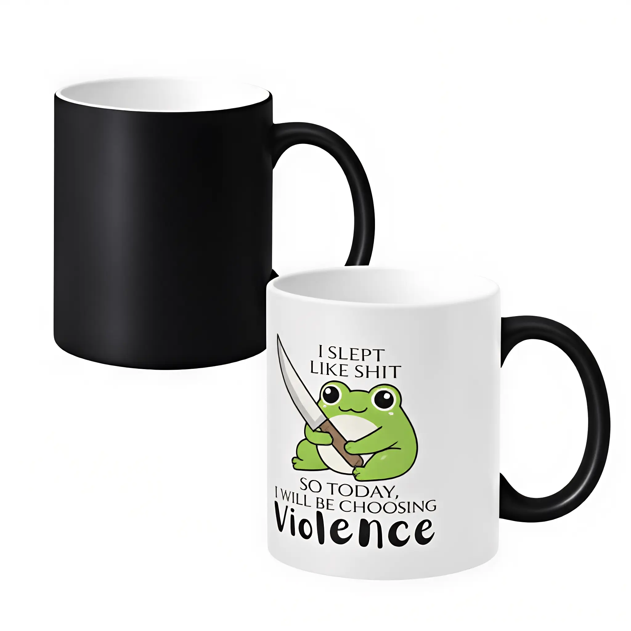 "I SLEPT LIKE SHIT  SO TODAY" Color Changing Coffee Mug – Heat Reactive Ceramic Cup, Funny Gift for Coworker Boss Friend