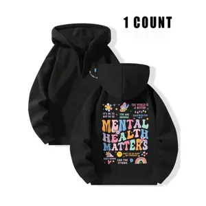 18ACTIVEKITWomen's letter print half-body zip hoodie, stylish casual hoodie, suitable for daily outdoor clothing, suitable for autumn and winter women's clothing