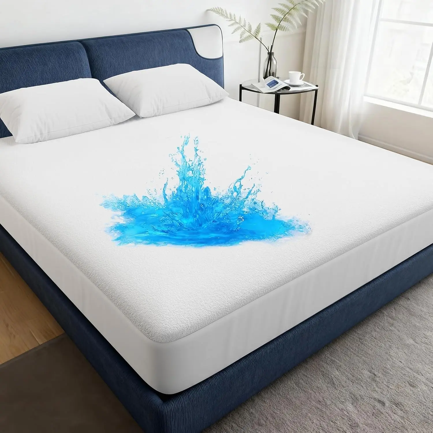 100% Waterproof Mattress Protector, Fitted Sheet with Deep Pockets, Premium Noiseless Breathable Soft Material, Mattress Cover for Bed, Daybed, White, FullGift