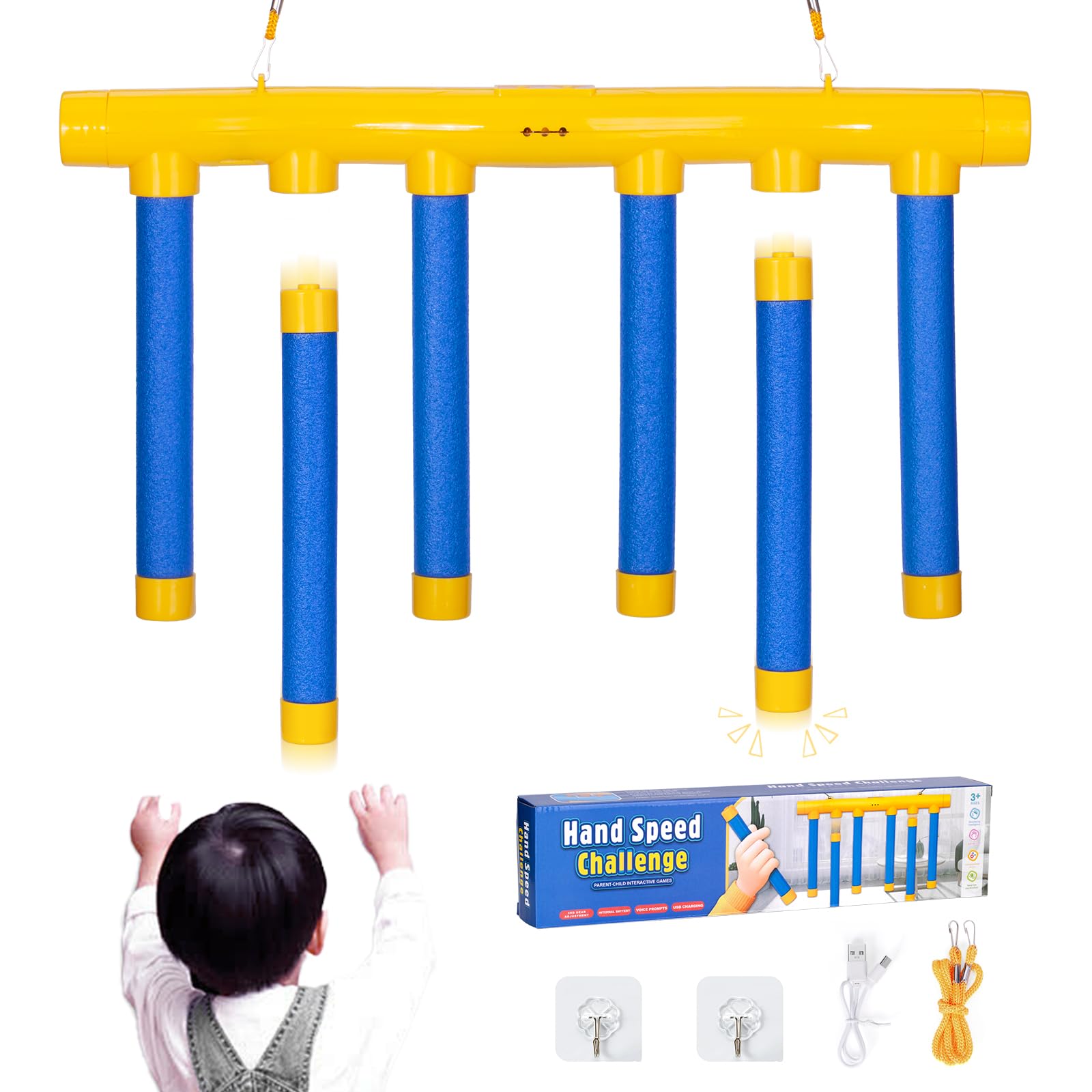Hand-Eye Coordination Training Toy Set, Reflex Drop Sticks Challenge Game, Speed Challenge Toy for Adults, Family Fun Game, Unisex Model Xinghao Hm-02
