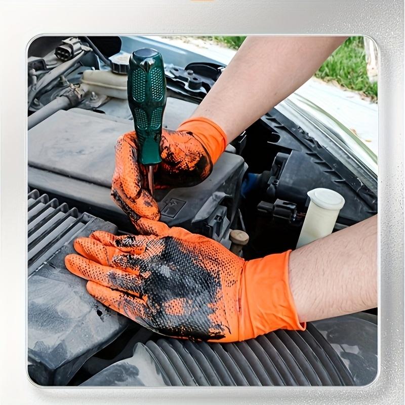 30Pcs Nitrile Gloves Heavy-duty 8g Disposable Orange/Black Diamond-pattern Pure Nitrile Gloves, 8 Mil Thick, Raised Diamond Texture, Powder-free and Latex-free, Suitable for Automotive, Outdoor, Kitchen, and Household Cleaning Use,Home Essentials