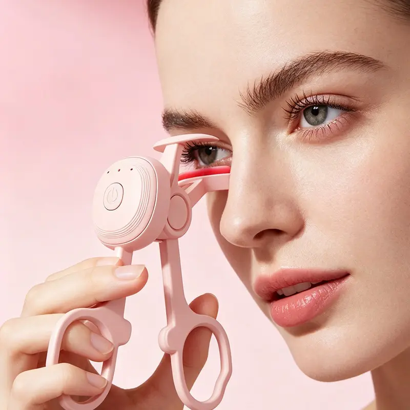 Thermal Color-Changing Eyelash Curler, 3-Temperature Adjustable Electric Lash Curler, Wide-Angle Lever Design, USB Charging Portable Makeup Tool