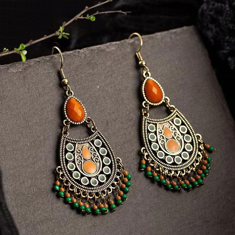 Bohemian Tribal Retro Ethnic Style Long Tassel Earrings for Women, Vacation & Travel Photography Jewelry