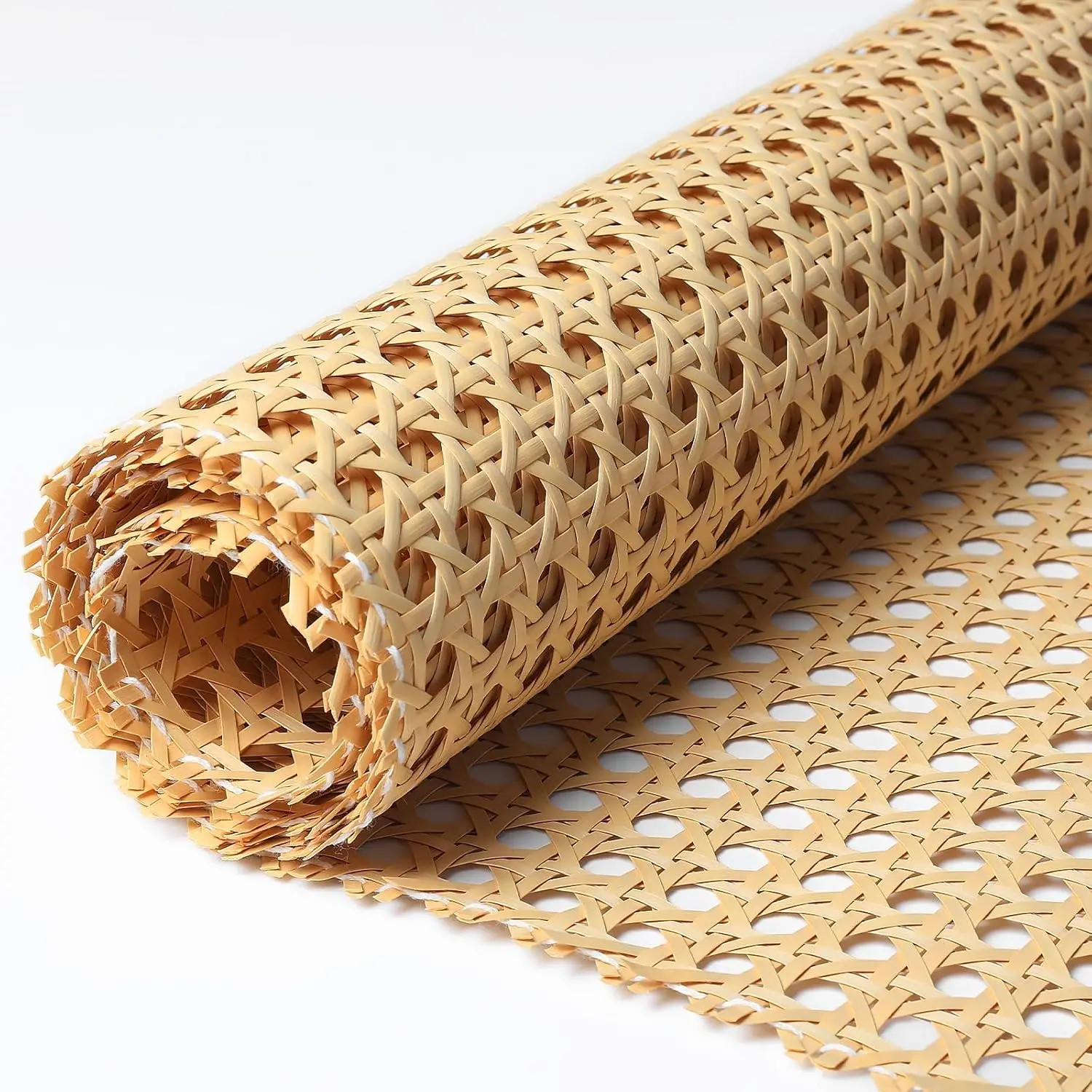 16 x 80 Inch Woven Open Rattan Mesh PE Cane Webbing Roll, Synthetic Rattan for DIY Home Decor Projects, Furniture, Chair, Cabinet, Ceiling, Bed, Door