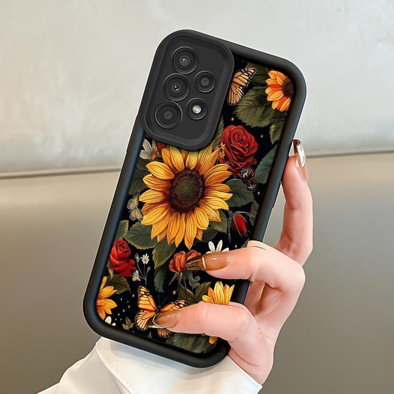 Phone Case: Light Luxury Elegant Sunflower Rose Premium Pattern Phone Case Suitable for Samsung Galaxy S26 S25 S24 S23 S22 S21 Fe Plus Ultra A13 A14 A15 A16 A17 A33 A34 A35 A36 A52 A53 A54 Note20