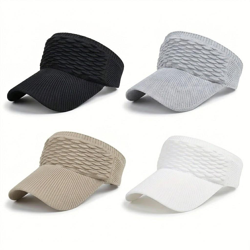 4-Pack Women's Sports Sun Hat| No-Heat Open Top Design| Ponytail Friendly Visor| Value Set