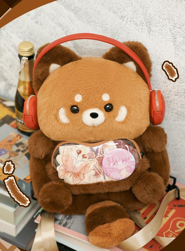 Cute Plush Red Panda Backpack New Hot Personalized Girl Fashion Knapsack Fun Animal Cartoon Rucksack Women Kawaii Crossbody Bags