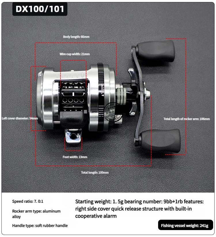 JH/DX/AKS/JKS BFS Ultralight Baitcasting Reel High-Speed 7.0:1 Gear Ratio Magnetic Brake for Trout Bass Compact Durable Fishing Rod Equipment Loudest Ding circle fishing