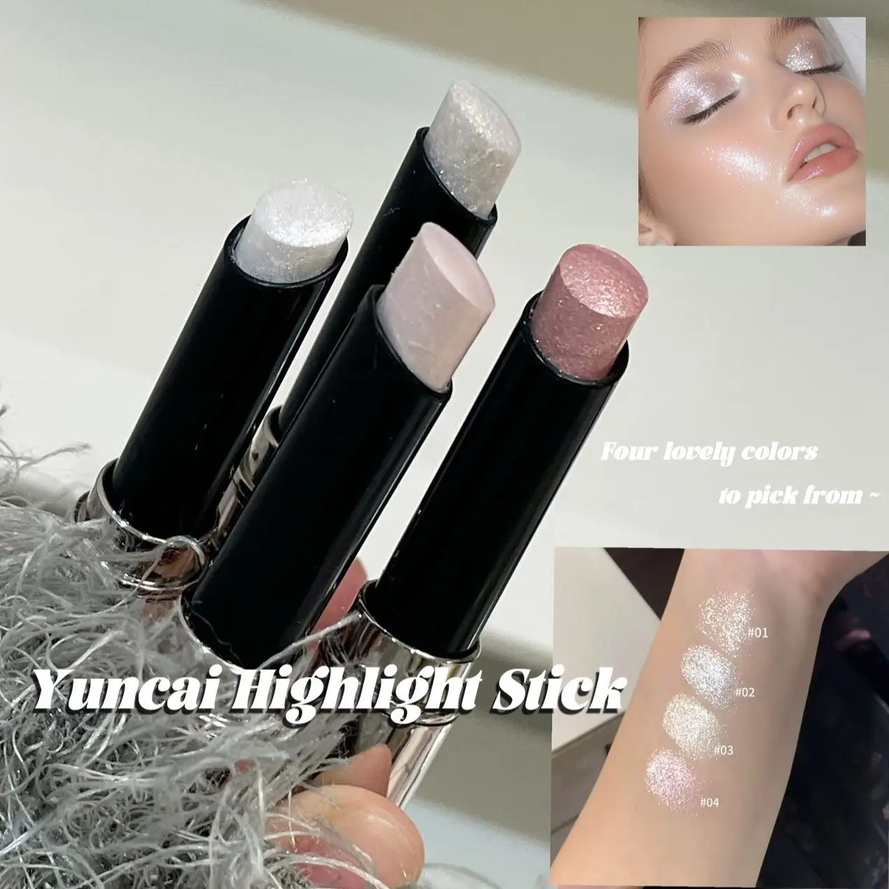 HERORANGE Diamond Shimmer Highlighting Stick Radiant, glossy silver twist tube sheer glitter shades silver pink champagne hydrate velvety texture smooth adhere skin zero fallout multi use for cheek nose brow inner corner aegyo sal create korean dewy