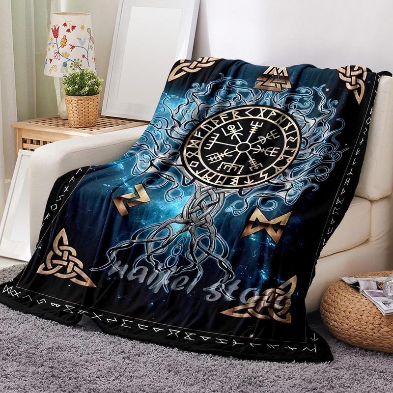 Viking Valhalla Pattern Blanket, Soft Warm Throw Blanket, Air-conditioned Room Blanket, Air Conditioning Blanket, Warm Nap Blanket for Home Office Travel Camping #TOP PICKS